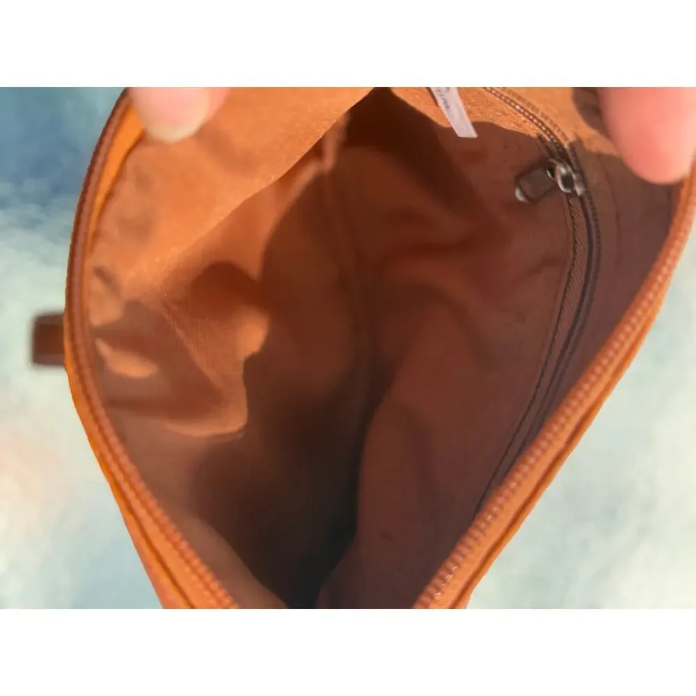 Unbranded Brown Faux Leather Wristlet Clutch Buckle Zip Pocket